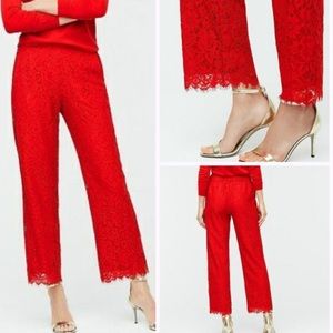 J Crew Red Lace Pant